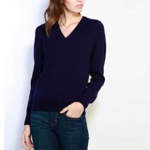 J. Crew Cashmere V-neck Sweater Navy Blue Small